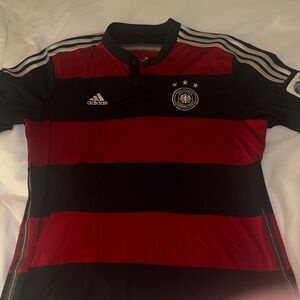 Adidas Deutscher Soccer Black and Red Striped Jersey